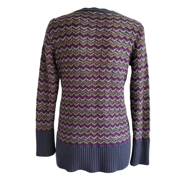 Missoni Vintage Wool Knit V-Neck Sweater Made in Italy Chevron Striped RARE Sz M - Picture 3 of 13